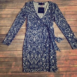 Cynthia Rowley Navy and White Wrap Dress
